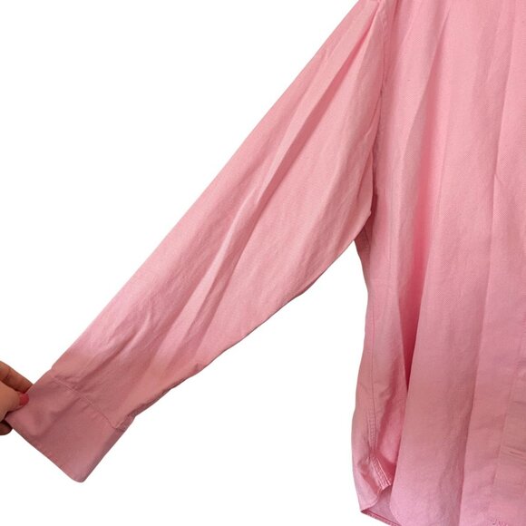 Johnston & Murphy Men's Pink Woven Cotton Tailored Fit Button Down Shirt Mens XL - Picture 6 of 9